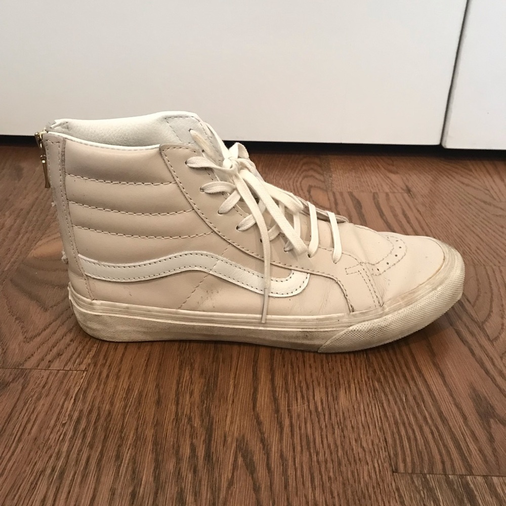 Vans off white zipper up high tops
